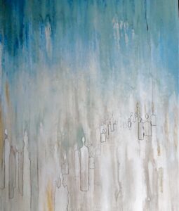 Percorso blu – acrilico e pigmenti cm.100x80